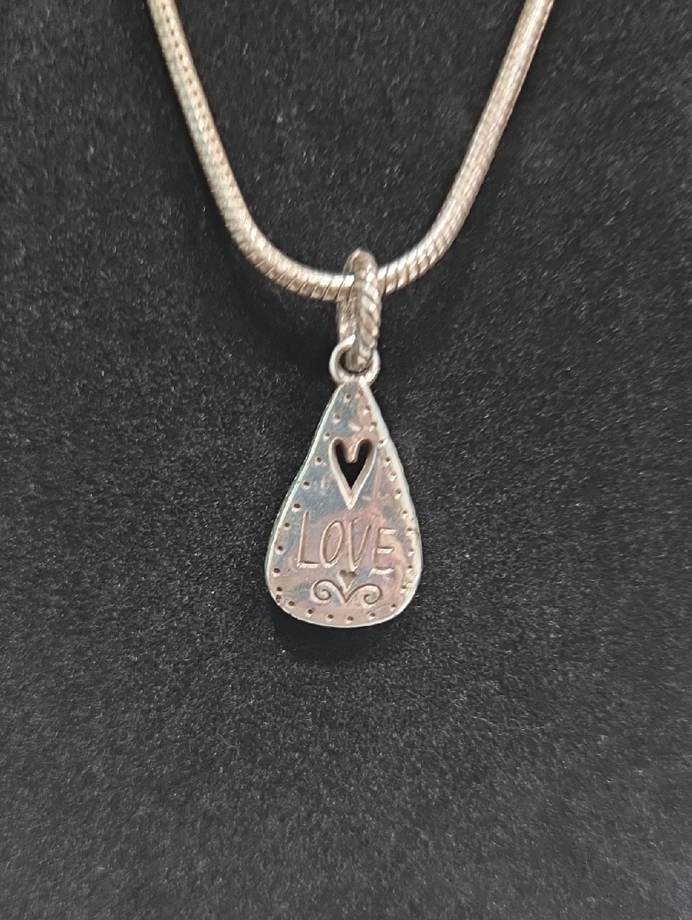 Brighton Silver 'LOVE' Teardrop Pendant Necklace - Silver 17 Inch Chain